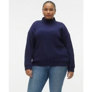 Vero Moda Mock Neck Pullover Casual Relaxed Sweater Blue Women's Size 3X NEW!